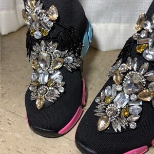 HUGE Rhinestone Embellished Black Sneakers